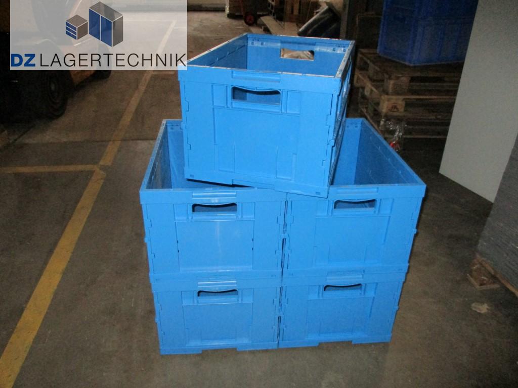 Klappboxen 600x400x180 mm blau mit Aktiv Verschluss durchbrochen